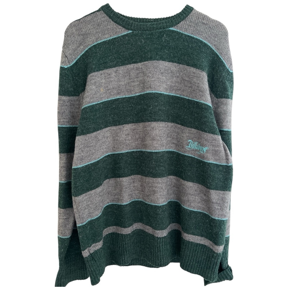 Billabong Green and Gray Striped Sweater
